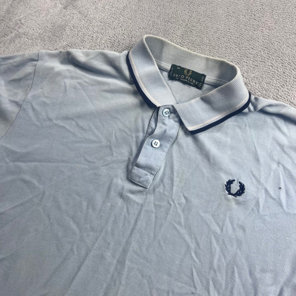 Fred Perry Mens Light Blue Twin Tipped Pique Cotton Polo Shirt XL